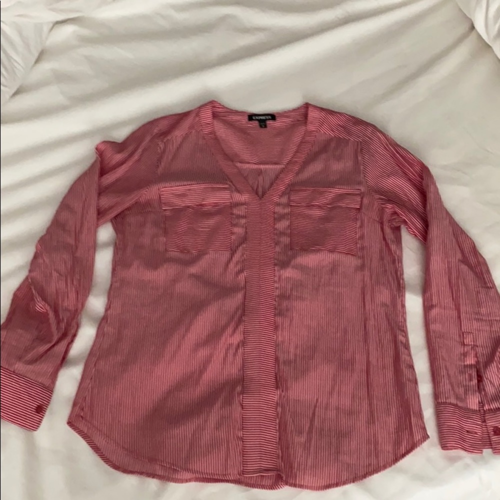 Express red and white slim fit portofino top